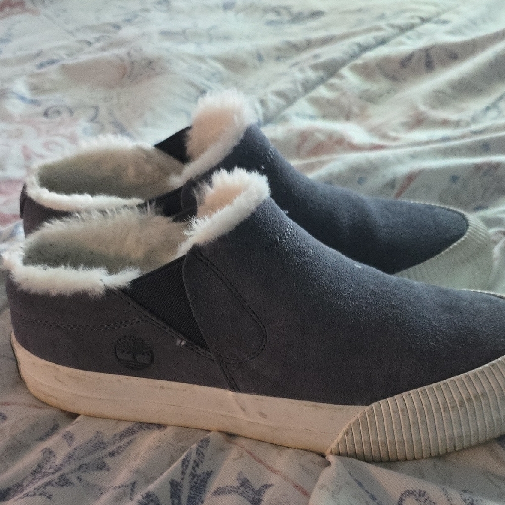 Timberland Gray and White Cozy Sneakers